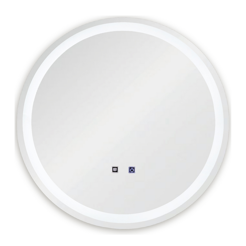 Espejo LED Redondo 60 cm con Luz LED de 3 Tonos, Botón Táctil y Función Antiempañante para Baño.