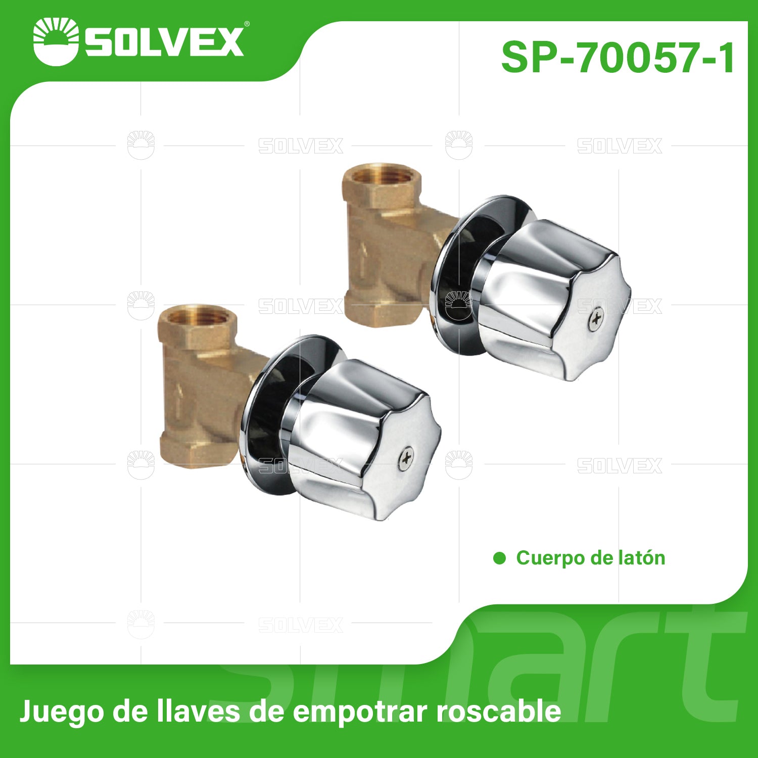 Llave De Empotrar Para Ducha Con Maneral Roscable De Latón Y Acabado Cromado.