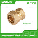Conector De Compresión Roscado Hembra 1/2" x 3/4" (20 mm) En Latón. Unión Para Agua y Gas.