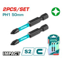 Puntas de Destornillador de Impacto PH1 50mm S2 Set de 2 pzas. Magnético. Tipo Phillips