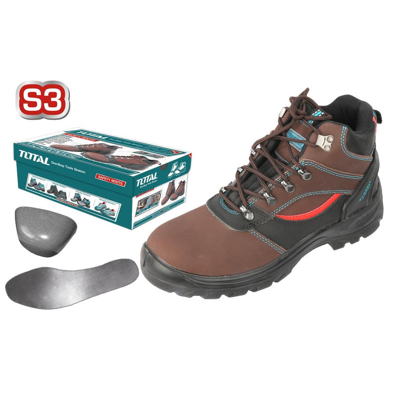 Botas de Cuero de Seguridad TOTAL. De Alta Calidad. Punta de Acero + Entresuela de Acero