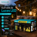 Guirnalda De Luces LED (12 Metros) Con Panel Solar 1800mAh. Tira de 18 Bombillas S14 0.3W con 6 Modos De Iluminación Para exterior.