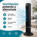 Ventilador De Torre 39" (99cm). Abanico Oscilante Con Control Remoto y 3 Velocidades 75W. Color Negro 110V.