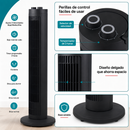 Ventilador De Torre 39" (99cm). Abanico Oscilante Con Control Remoto y 3 Velocidades 75W. Color Negro 110V.