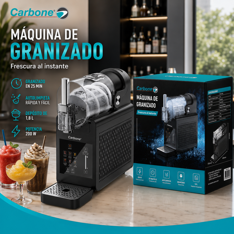 Máquina De Granizado 1.8 L. Granizadora Eléctrica 200 W Con Autolimpieza. Prepara bebidas congeladas En 25 Minutos.