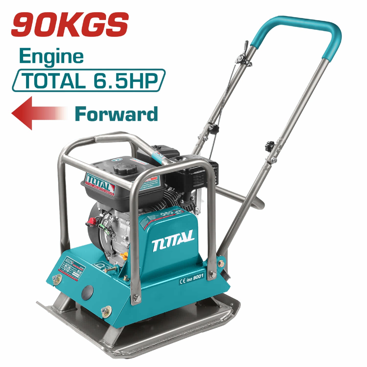 Compactadora Tipo Rana de Gasolina. Potencia del Motor: 4.8Kw (6.5HP). Peso: 90Kgs. Frecuencia: 4200