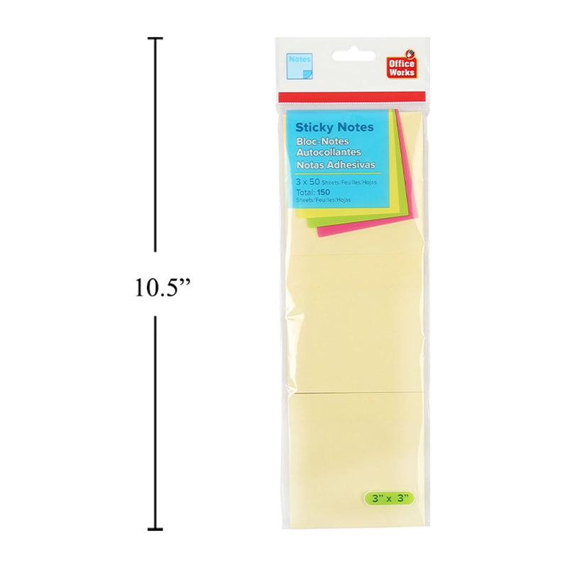 Notas autoadhesivas de 50 hojas, paquete de 3 (150 hojas), 75x75 mm, pbh post it