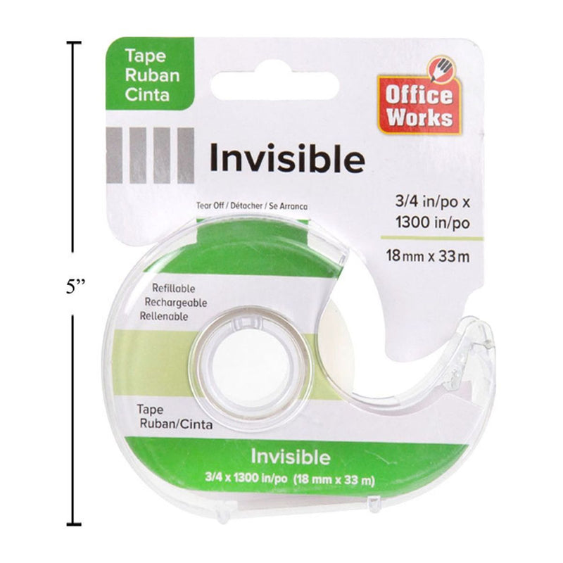 Cinta pegante invisible con Dispensador 3/4 "x 1300"