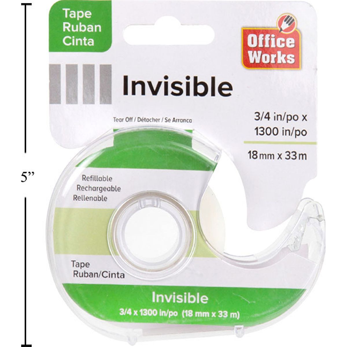 Cinta pegante invisible con Dispensador 3/4 "x 1300"