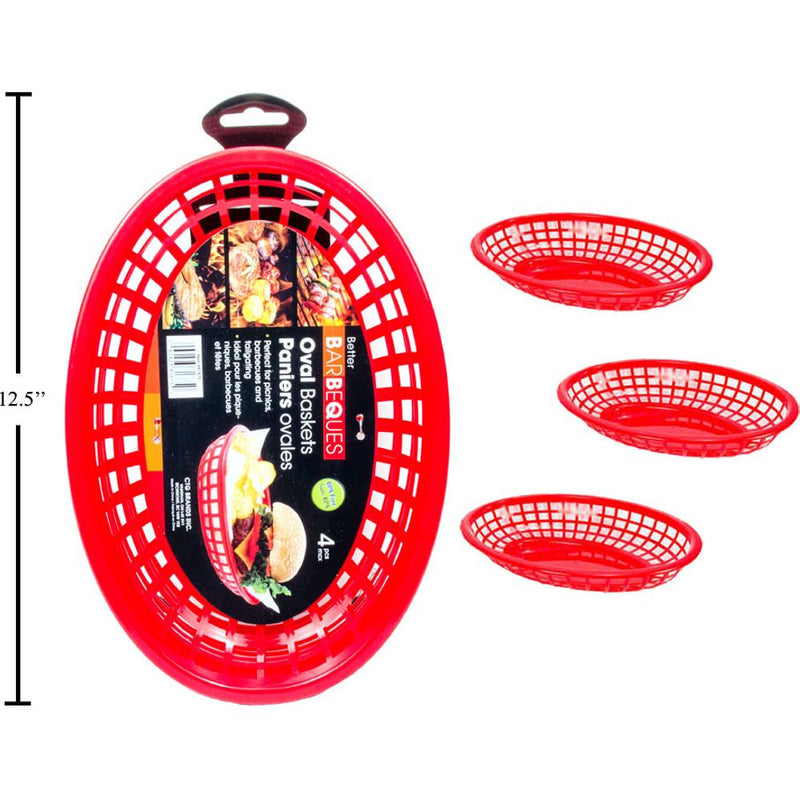Juego de barbacoa / 4 cestas ovaladas para servir, 10,5 "de diámetro