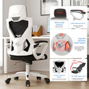 Silla de Oficina Ergonómica. Respaldar Reclinable 150°. Silla ejecutiva de escritorio con Soporte Lumbar Ajustable. Color blanco y negro.