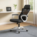 Silla de Oficina Ergonómica. Respaldar Reclinable 150°. Silla ejecutiva de escritorio con Soporte Lumbar Ajustable. Color blanco y negro.