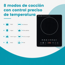 Estufa Inducción Eléctrica Portátil 2200W 110V con Control Táctil y Superficie de Vidrio. Cocina Eléctrica (28x35x6cm). Color Negro
