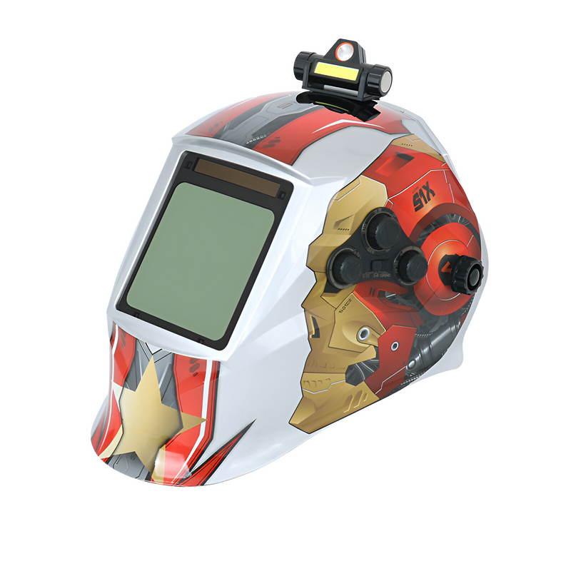 Máscara para soldar con oscurecimiento automático, carga con energía solar. Área de visión de 3.64" x 1.67".