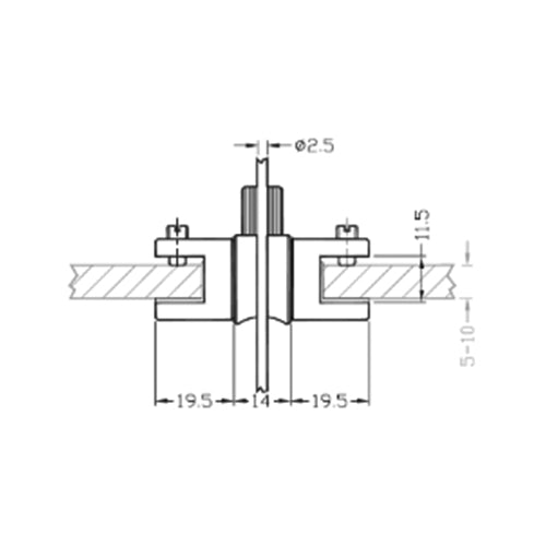 Soporte cable-repisas doble.