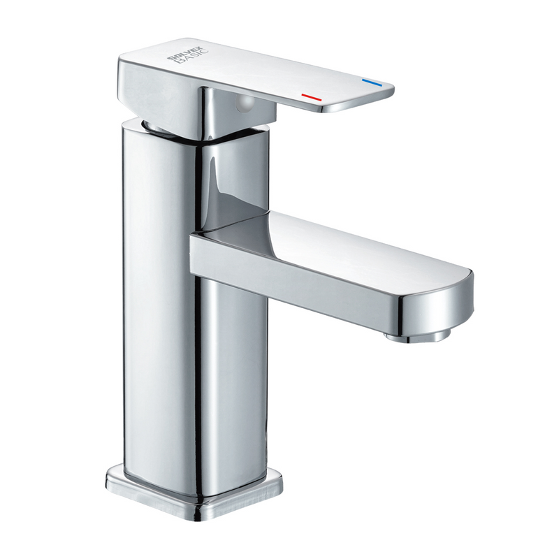 Grifo de Lavamanos Cromado Brillante con Mezclador Monomando. Pluma Llave de Baño en Acero Inoxidable.