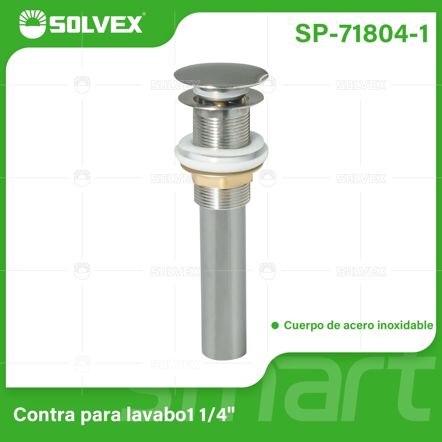 Desagüe Para Lavamanos 1 1/4" Con Tubo Acero Inoxidable. Drenaje para fregador con acabado satinado.