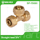 Tee De Compresión Recta 3/4" (20 mm x 20 mm x 20 mm) En Latón. Unión de 3 vías Para Agua Y Gas.