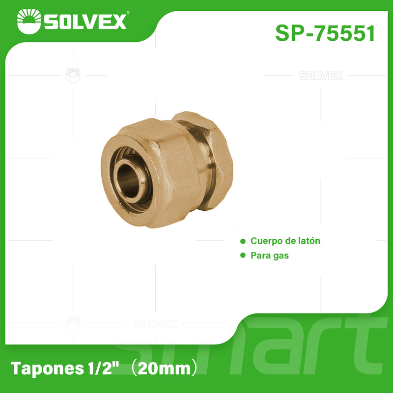 Tapón De Compresión 1/2" (20 mm) En Latón. Conexiones De Agua y Gas.