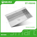 fregador de Cocina Empotrable 60x46x22cm. Acero Inoxidable con Superficie Cepillada.
