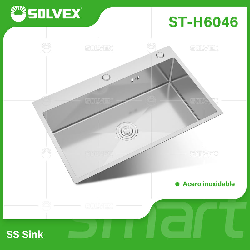fregador de Cocina Empotrable 60x46x22cm. Acero Inoxidable con Superficie Cepillada.
