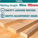 Clavadora de madera Inalámbrica 20V tipo F15~F35 Capacidad de 105pzs. No incluye batería ni cargador.