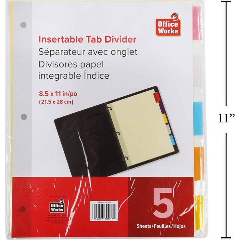 Divisores Papertab Insertables De 5 Piezas, 8.5 "X 11"