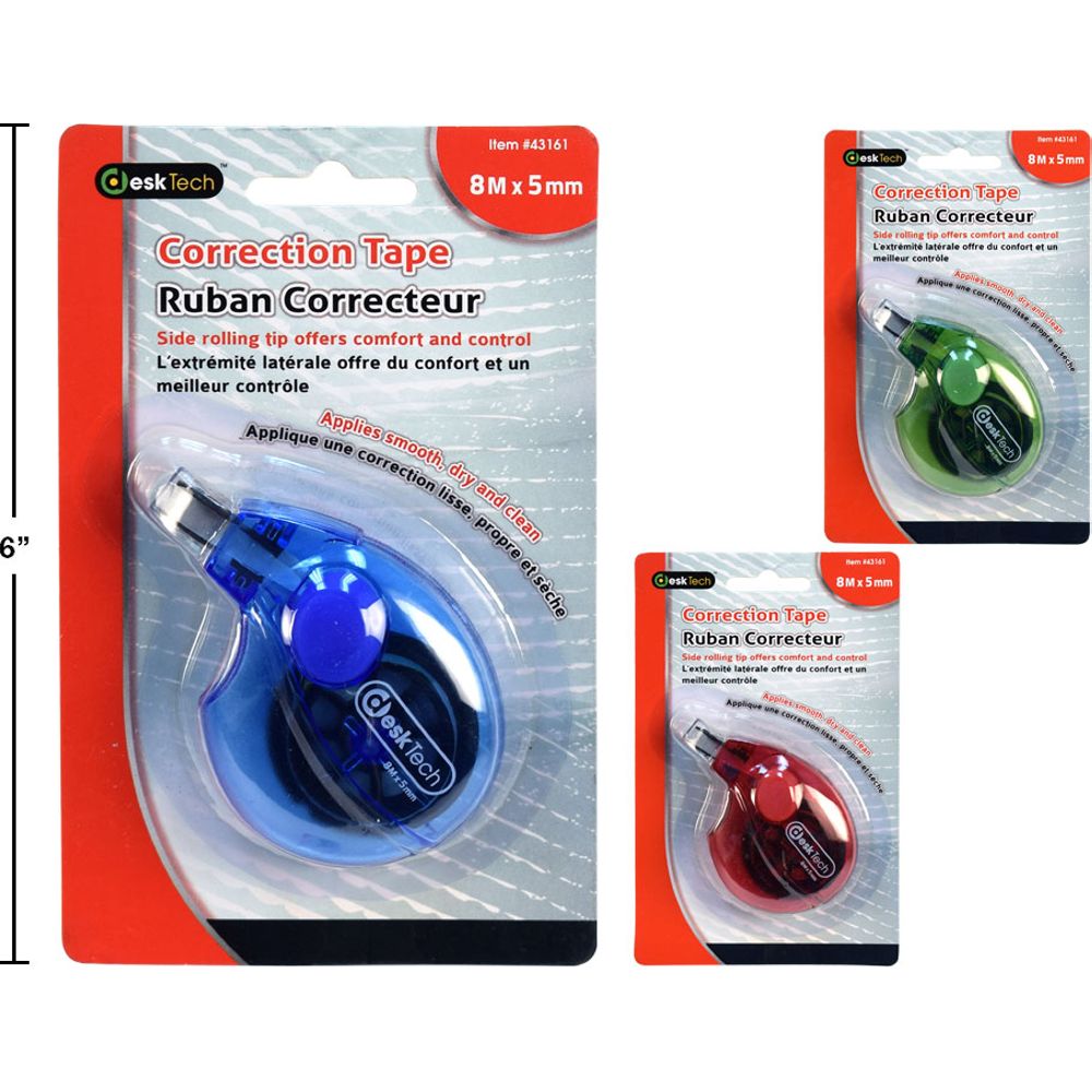 Cinta Correctora Desk Tech 8M x 5mm. Corrector (1pza) (Viene en colores variados al azar)