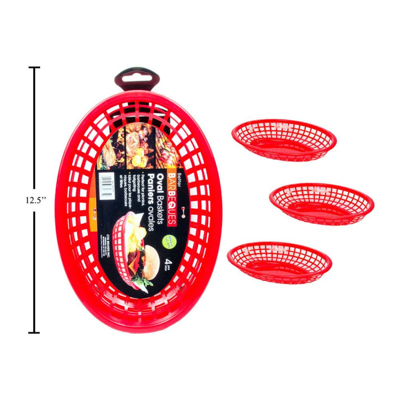 Juego de barbacoa / 4 cestas ovaladas para servir, 10,5 "de diámetro