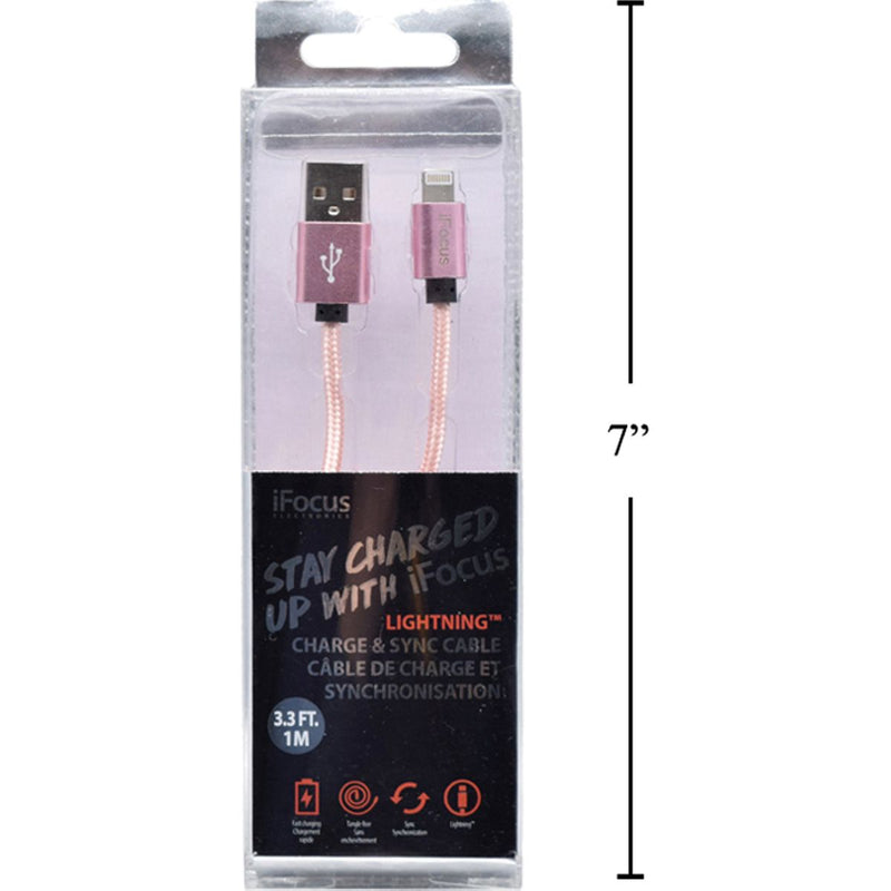 iFocus, 1M Cable de carga y sincronizacion, Rose Gold, caja de pvc + bandeja