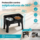 Comedero Elevado para Perros Ajustable con 2 Tazones de Acero Inoxidable Antideslizante  Antiderrames. Bowl para Mascotas con 4 Niveles de Altura. Color Negro (44X26.5X14.5cm)