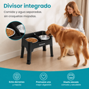 Comedero Elevado para Perros Ajustable con 2 Tazones de Acero Inoxidable Antideslizante  Antiderrames. Bowl para Mascotas con 4 Niveles de Altura. Color Negro (44X26.5X14.5cm)