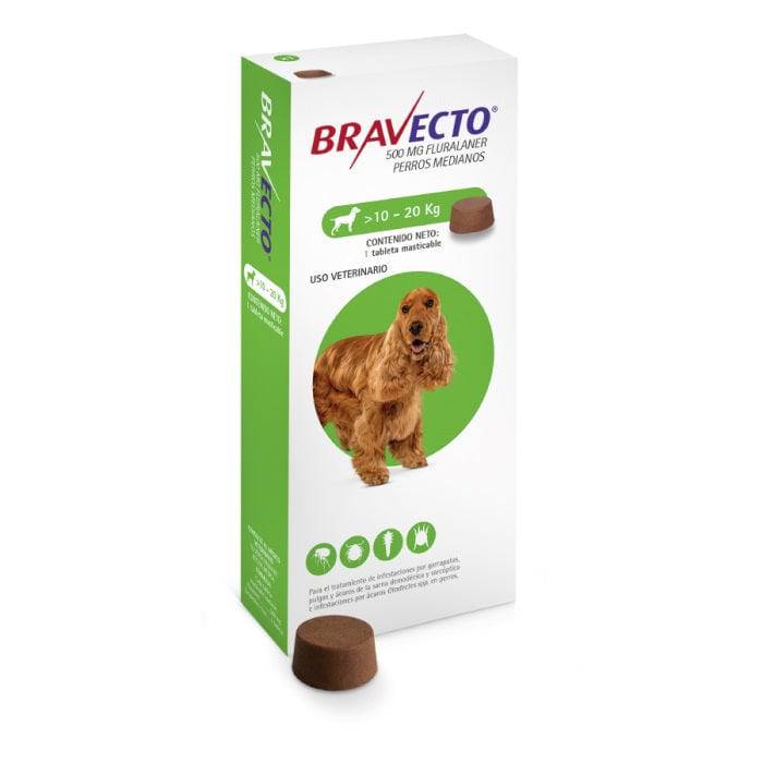 Bravecto De 500Mg Para Perros Medianos (10-20Kg)