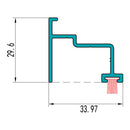 Acople Zocalo Puerta Marco Abierto.. Espesor 1.4 mm. Largo 5.85 mts. Acabado Anodizado Bronze 15 Mic