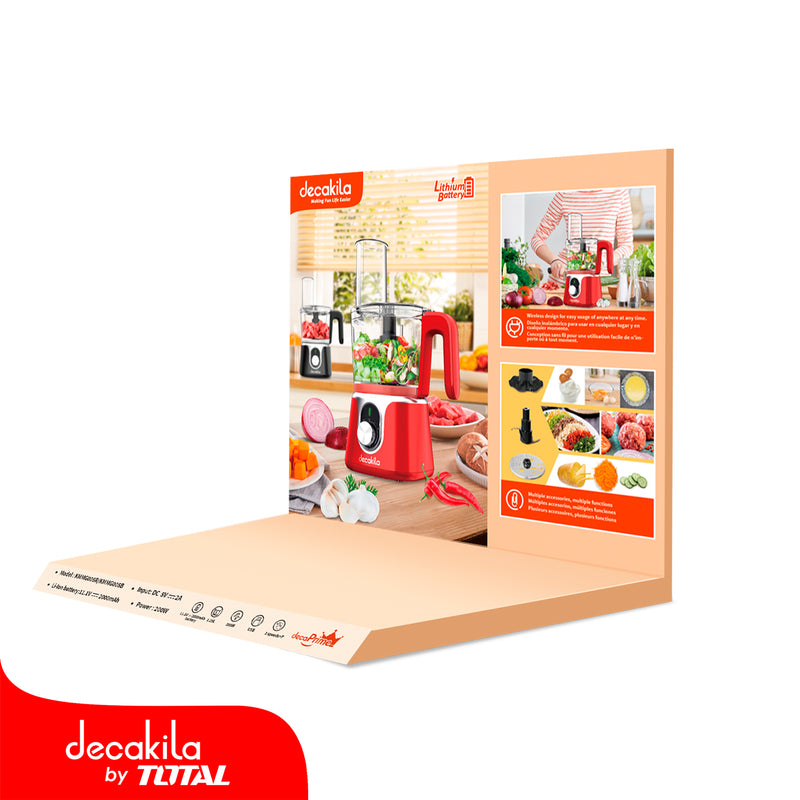 Estante de exhibición de procesador de alimentos. Tamaño del cartel: 500 x 450mm