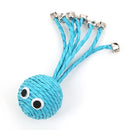 Juguete para Gato pelota de yute o soga con cascabeles. Color Azul Tamaño 5cm x 8cm