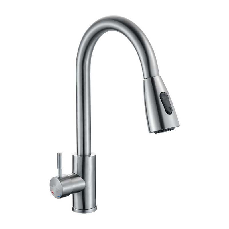 Grifo de fregador con Manguera Extensible y Doble Función. Llave Mezcladora Monomando de Cocina en Acero Inoxidable.