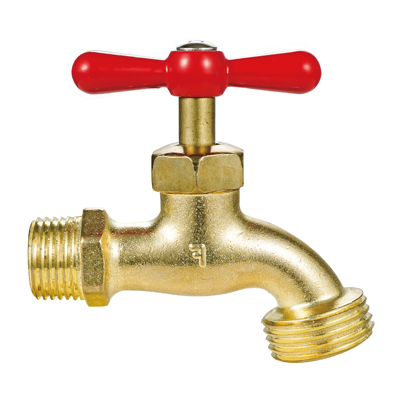 Llave de Agua con Rosca para Manguera 1/2" y 3/4". Pluma Grifo para Uso en Jardín y Tomas de Agua.