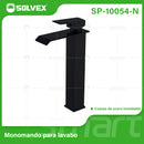 Llave de Lavamanos Individual Alta. Color negro. Grifo para Lavabo. Pluma Agua Fría y Caliente.