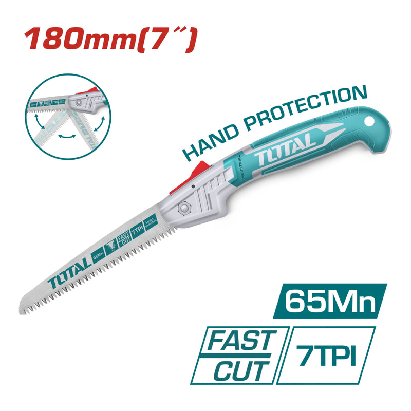 Serrucho plegable 7" 65Mn. 7TPI. Corte rápido y preciso. Triple dientes.