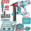 Clavadora de Concreto Inalámbrica 42V Motor sin escobillas Clavos 19 - 40 mm Incluye accesorios, batería y cargador.