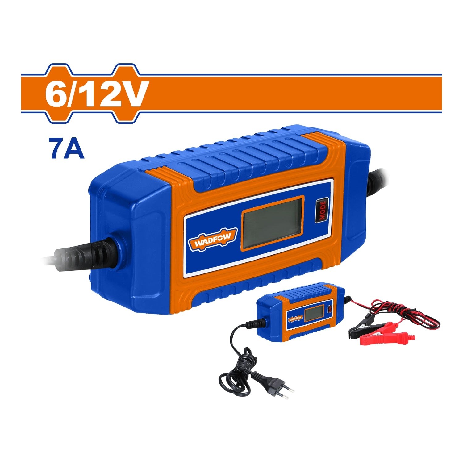 Cargador de baterías 6/12V. Frecuencia: 50/60hz. Corriente nominal: 7A. Capac. 120Ah