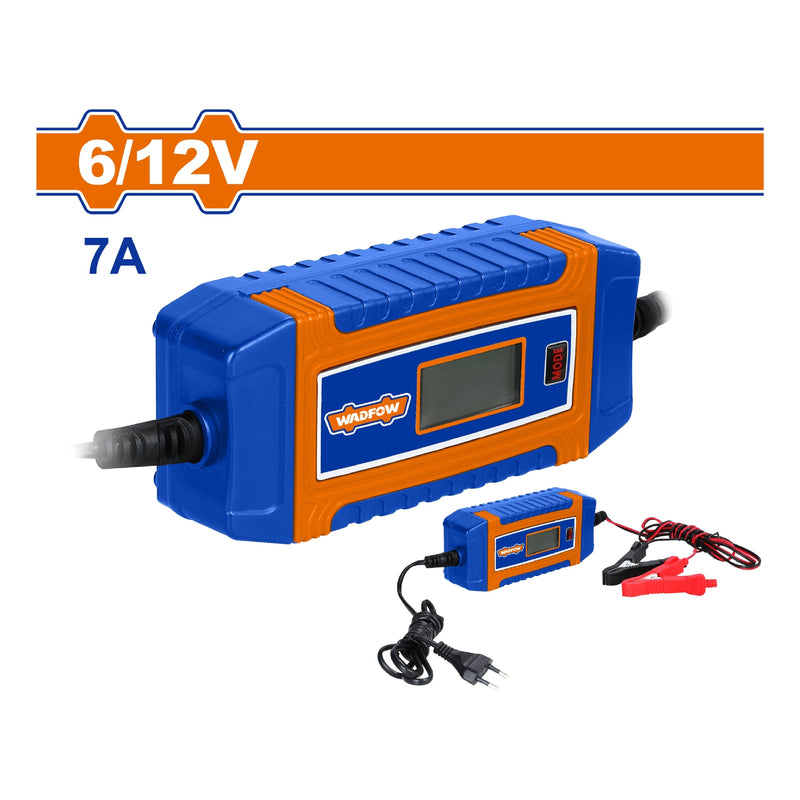 Cargador de baterías 6/12V. Frecuencia: 50/60hz. Corriente nominal: 7A. Capac. 120Ah