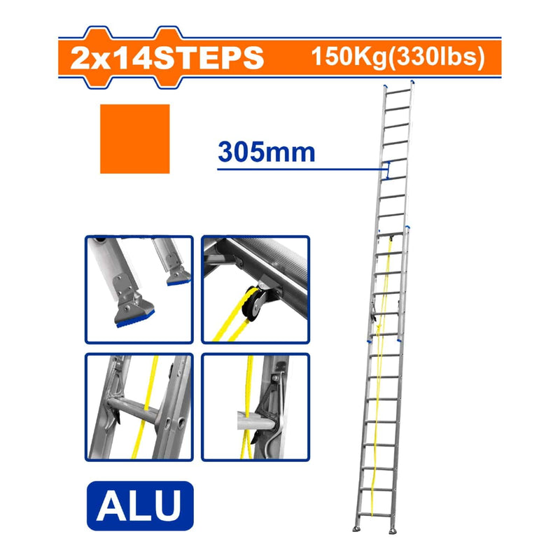 Escalera Extensible 2X14 De Aluminio. Carga Máxima: 150Kg. Altura Escalon: 305Mm.