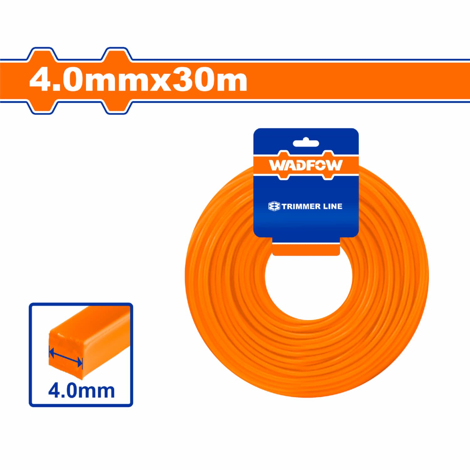 Nylon cuadrado para desmalezadora (guira). 4.0 mm. 30m