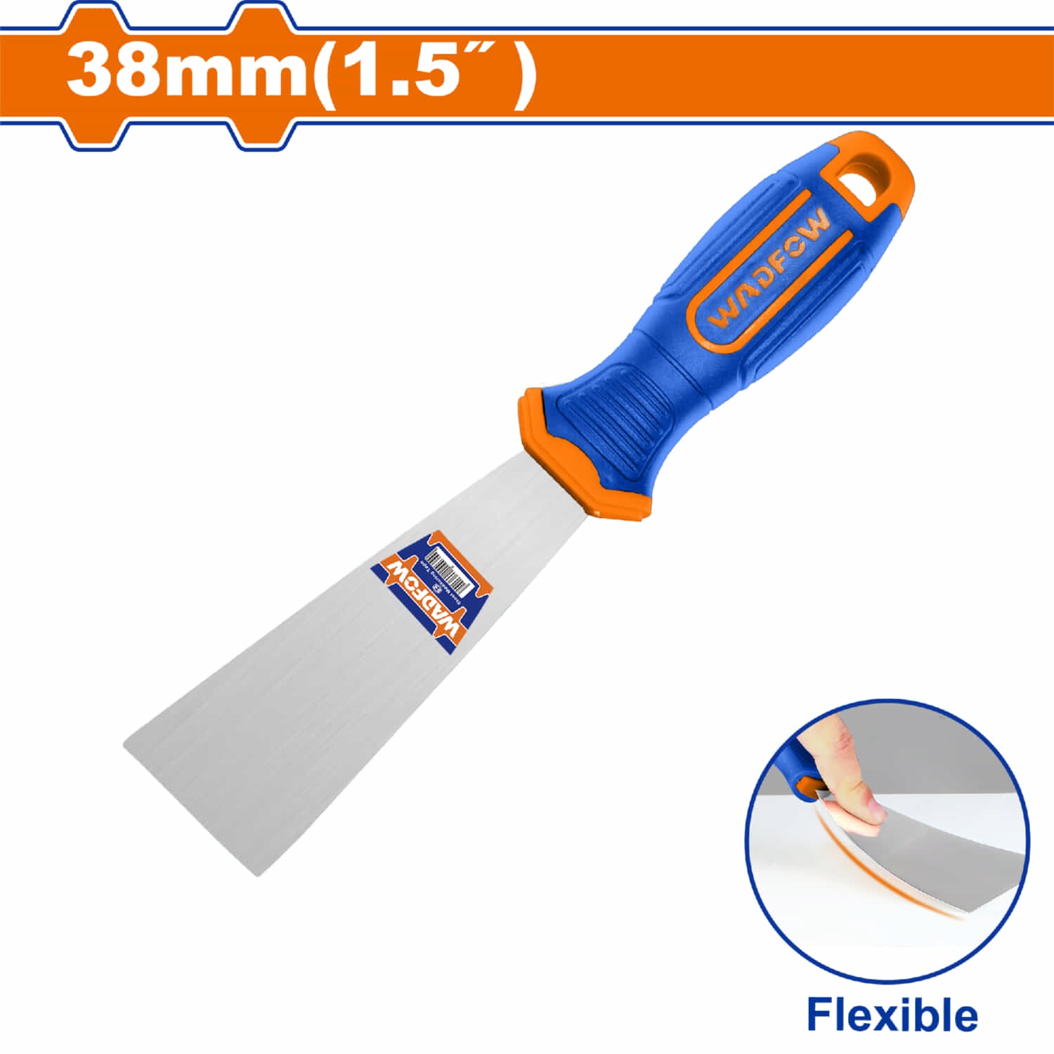 Espátula de 1.5" Tratamiento térmico Con mango de plástico. Acero flexible.
