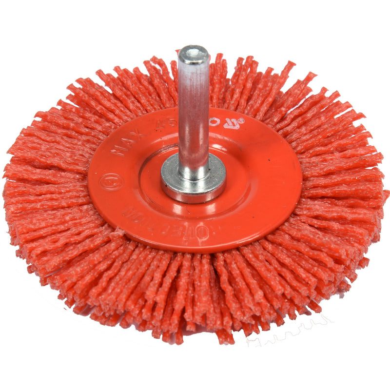 Cepillo circular abrasivo nylon para taladro 3" elimina óxido, pintura