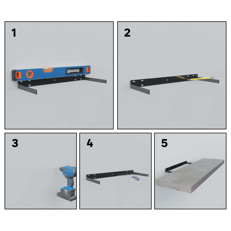 Repisas de pared 80 cm Largo x 23.5 cm Ancho x 38 mm Espesor (1 1/2") color Concreto