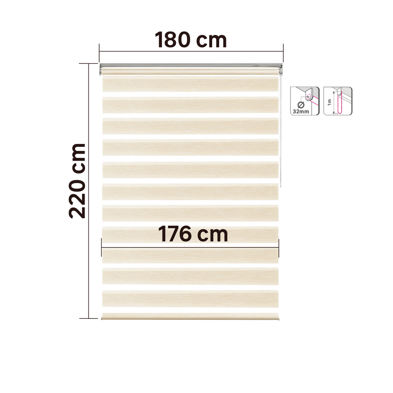 Persiana Roller Enrollable Eclipse BEIGE DUAL 180X220CM INSPIRE (Calidad Profesional)