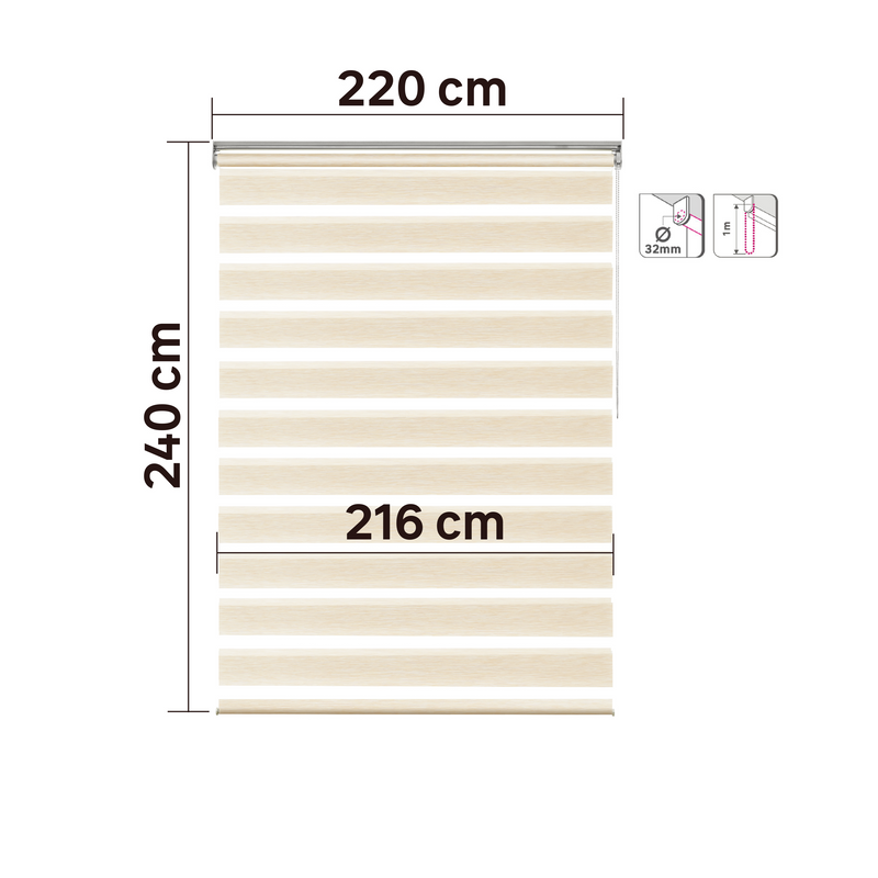 Persiana Roller Enrollable Eclipse BEIGE DUAL 220X240CM INSPIRE (Calidad Profesional)